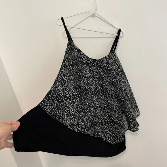TORRID 3 Plus Size Skull Ikat Print Double Layered Cami Black Cream Tank Top 3X - Picture 11 of 16